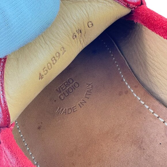 GUCCI 450892 Red Suede Leather Driver Horsebit Webb Men's Loafers 6.5UK - 7US - Picture 5 of 10